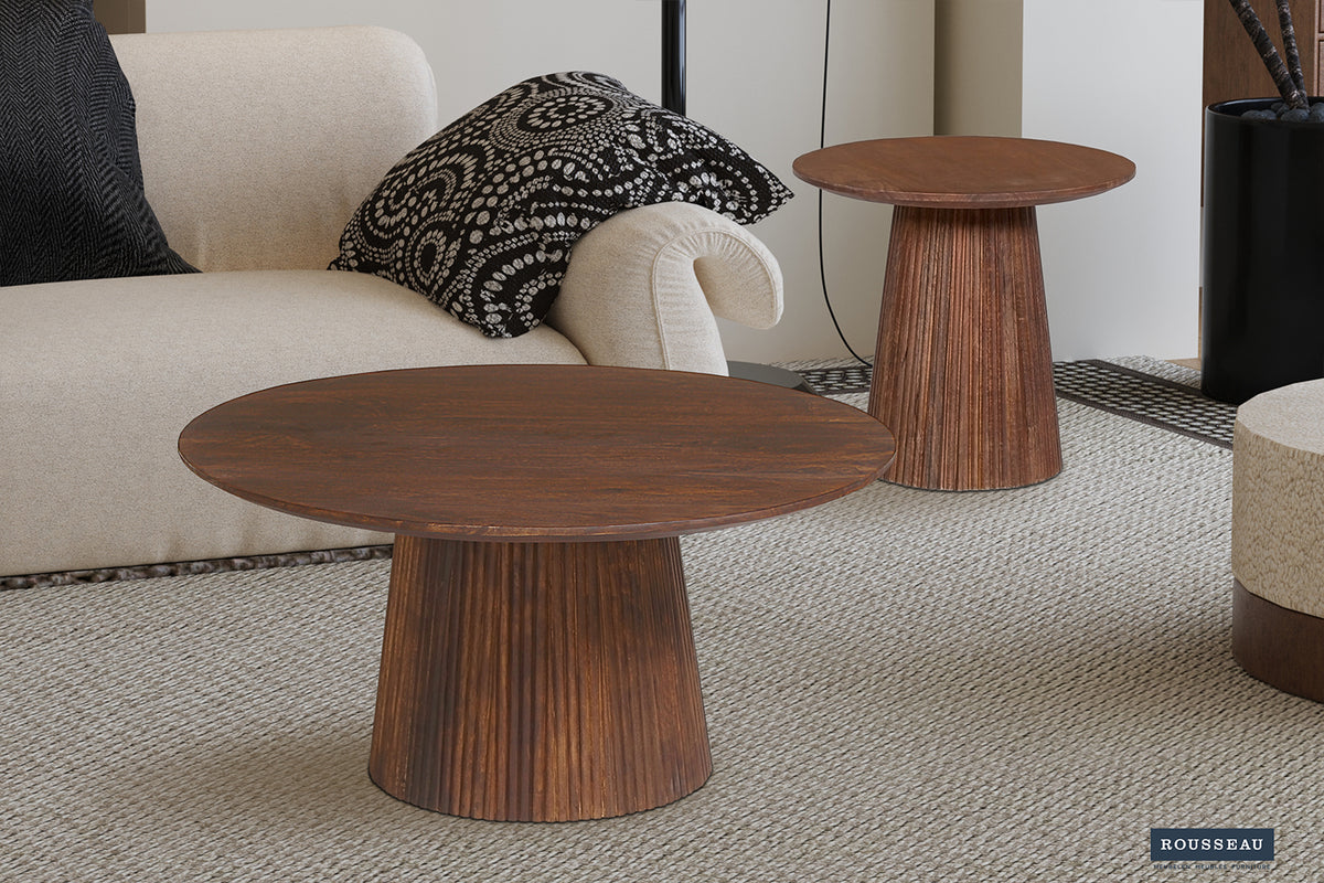 Table basse Miguel 80 cm Ronde bois de manguier Brun clair