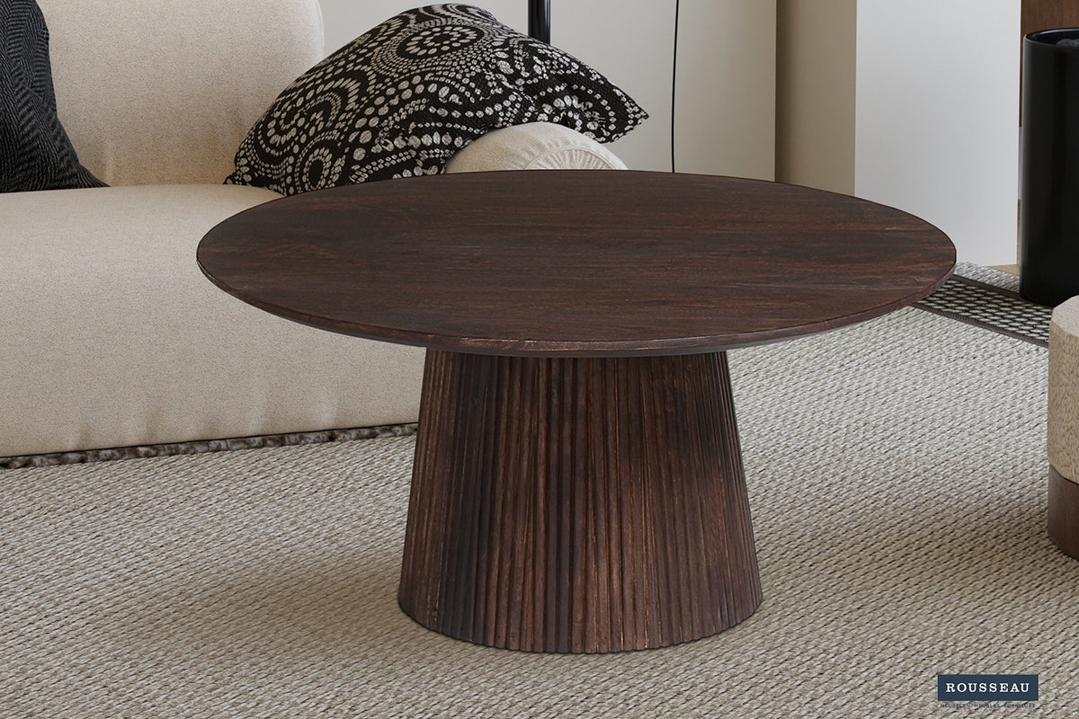 Table basse Miguel 80 cm Ronde Bois de manguier Brun foncé