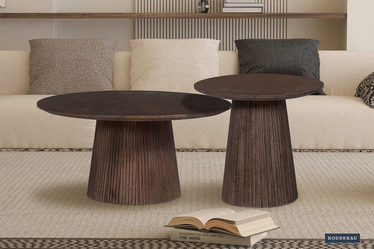 Table basse Miguel 80 cm Ronde bois de manguier Brun foncé