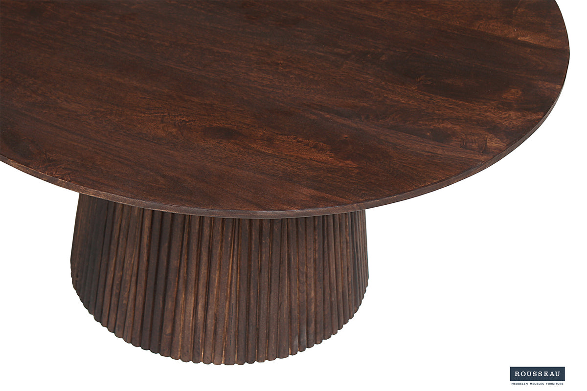Table basse Miguel 80 cm Ronde bois de manguier Brun foncé