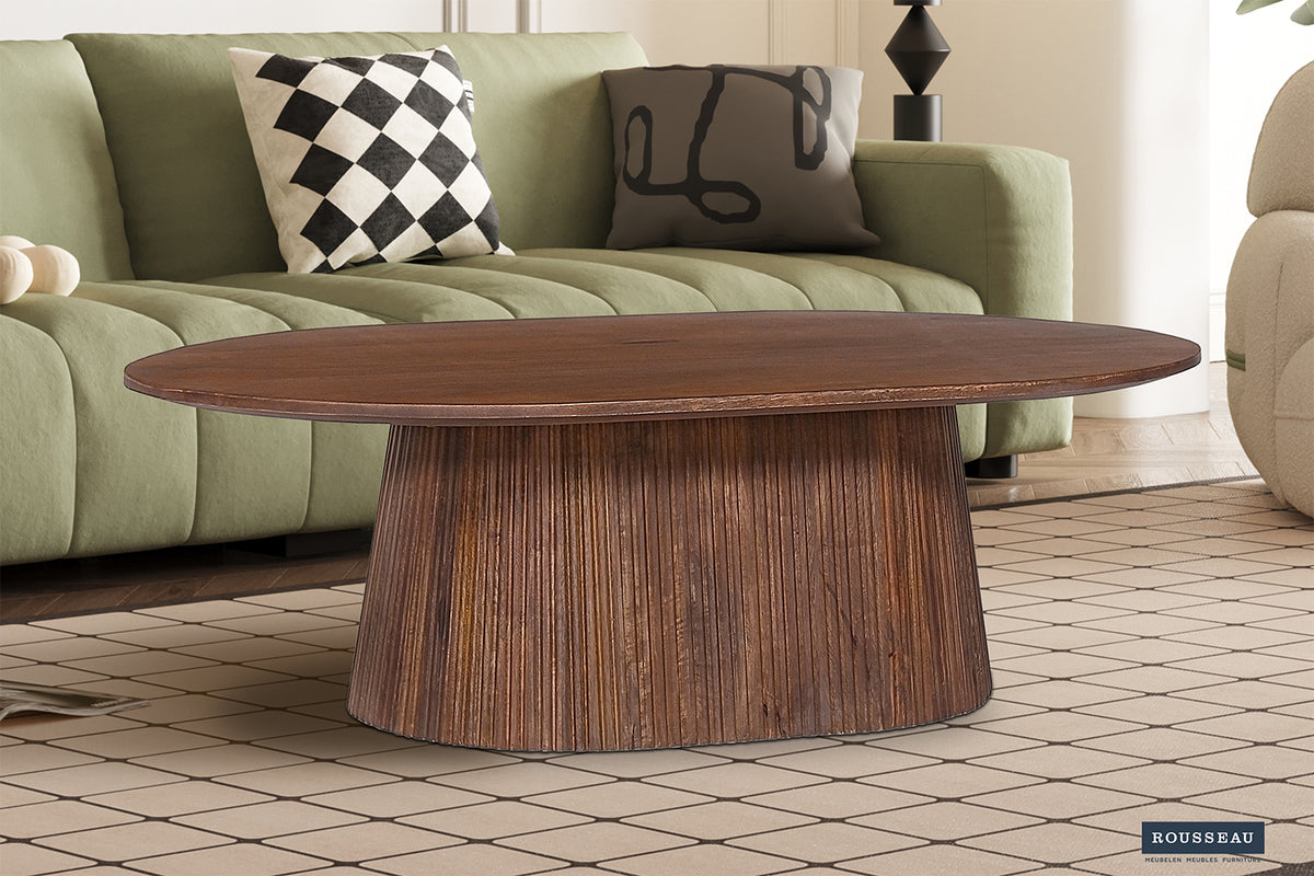 Table basse Miguel 120 cm Ovale Bois de manguier Brun clair