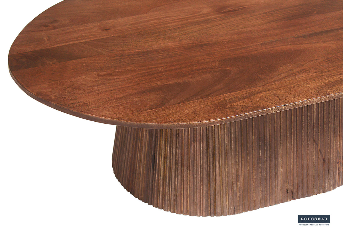 Table basse Miguel 120 cm Ovale bois de manguier Brun clair