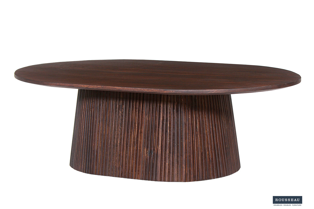 Table basse Miguel 120 cm Ovale bois de manguier Brun foncé