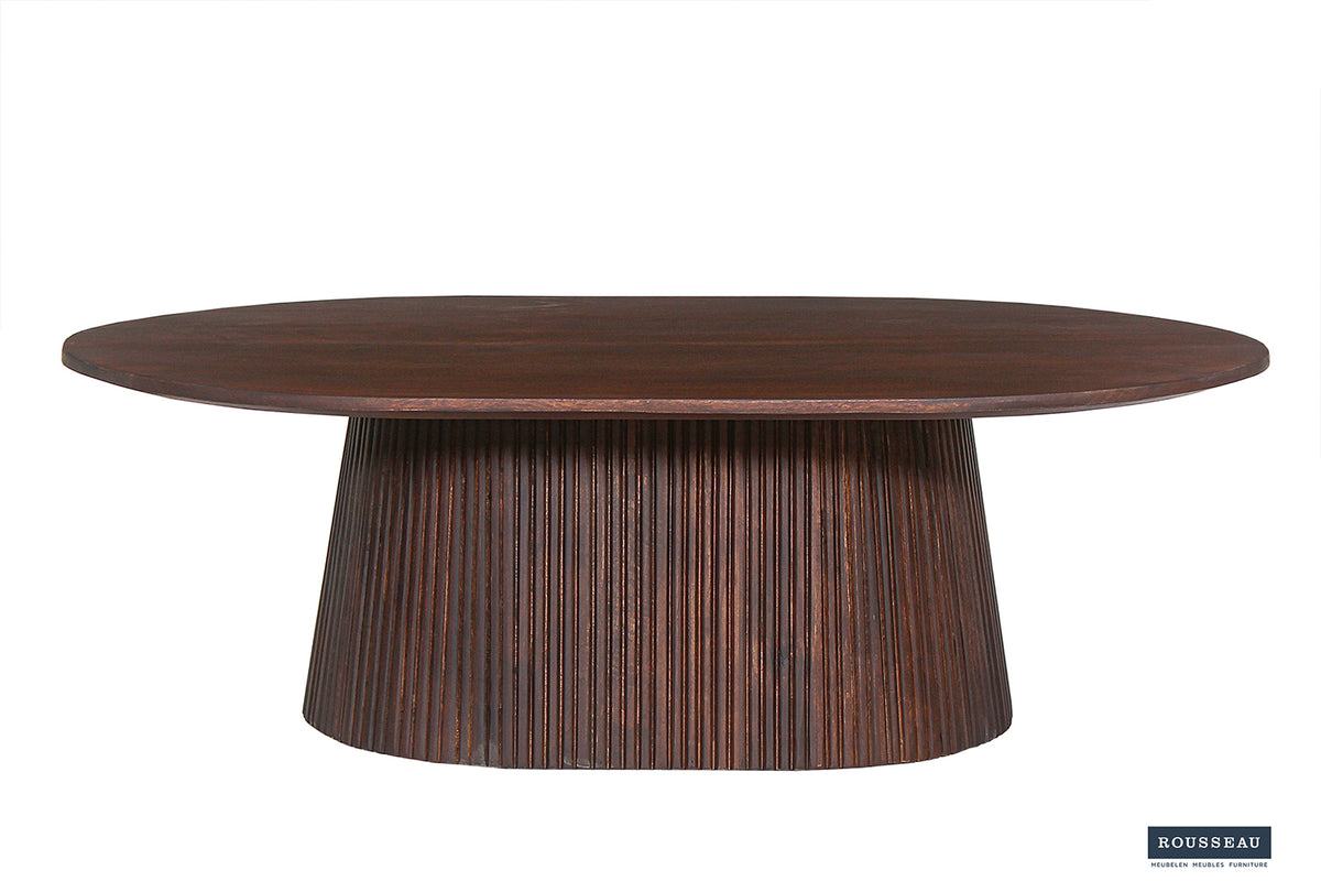 Table basse Miguel 120 cm Ovale bois de manguier Brun foncé
