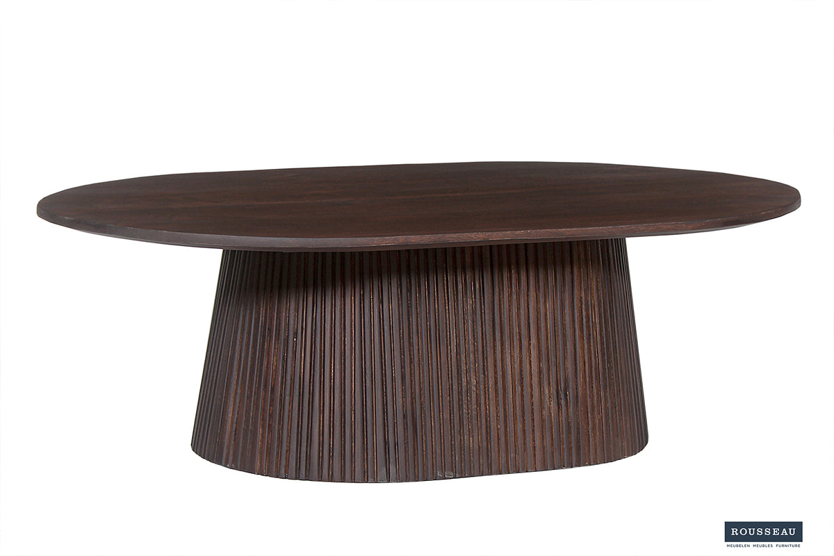Table basse Miguel 120 cm Ovale bois de manguier Brun foncé