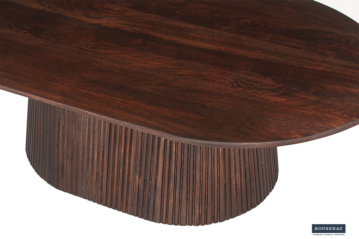 Table basse Miguel 120 cm Ovale bois de manguier Brun foncé