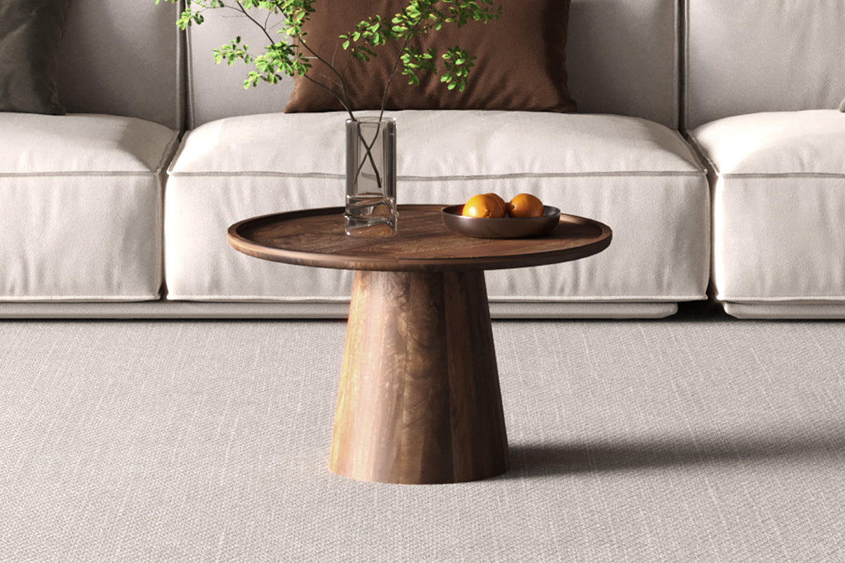 Table basse Jules 65x40 cm Ronde Bois de manguier Brun clair