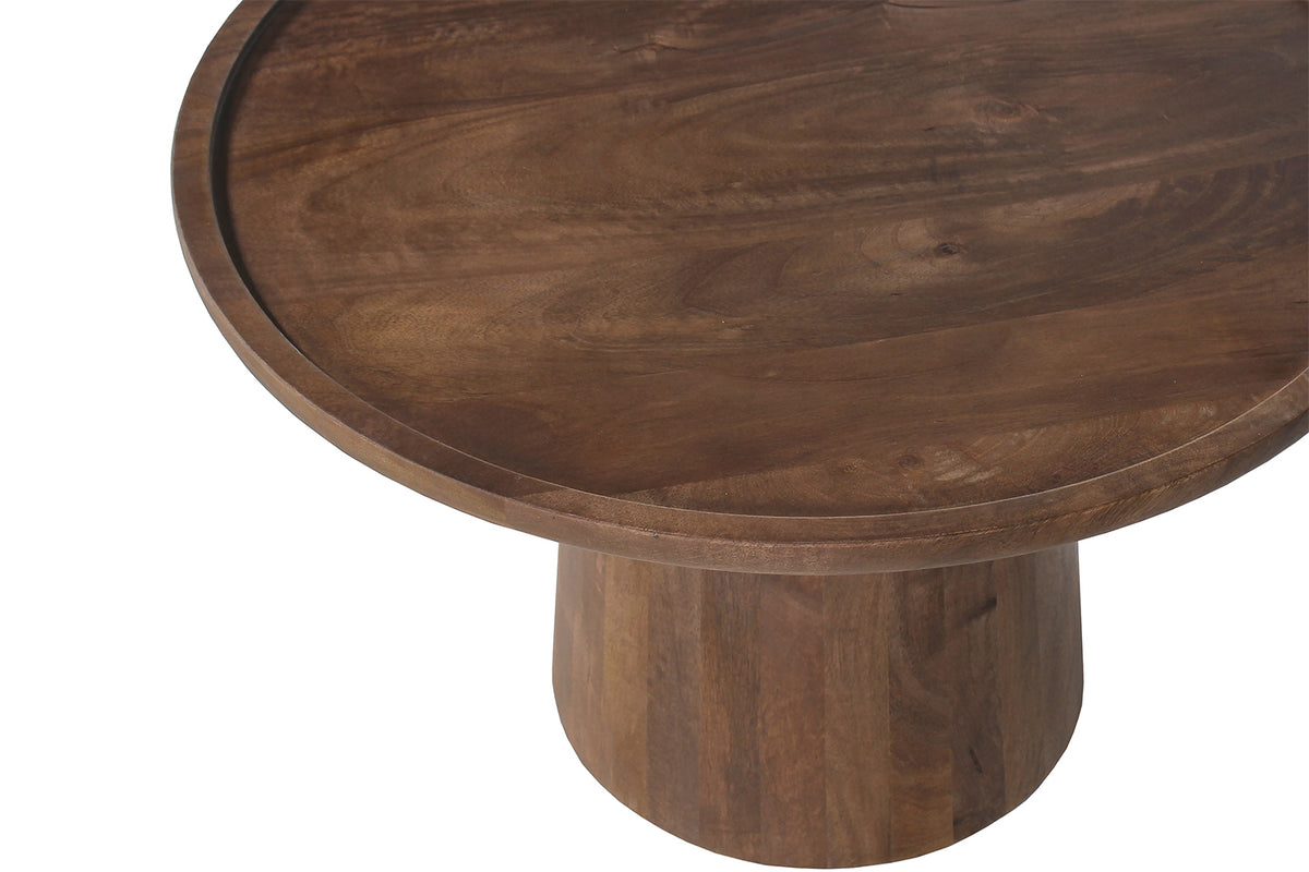 Table basse Jules 65x40 cm Ronde bois de manguier Brun clair