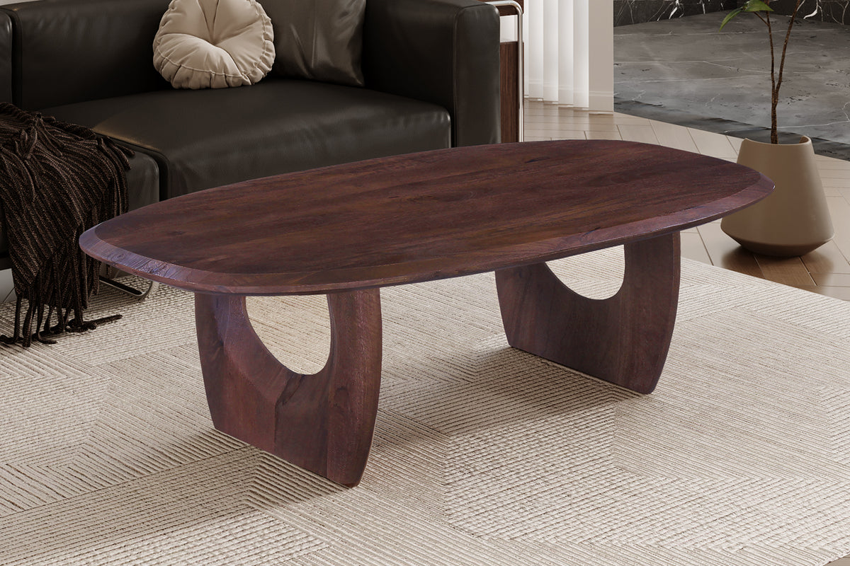 Table Basse Braga Ovale danoise Bois de manguier Brun foncé