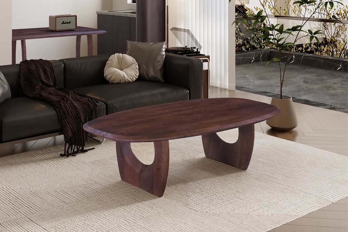 Table basse Braga ovale danoise bois de manguier Brun foncé