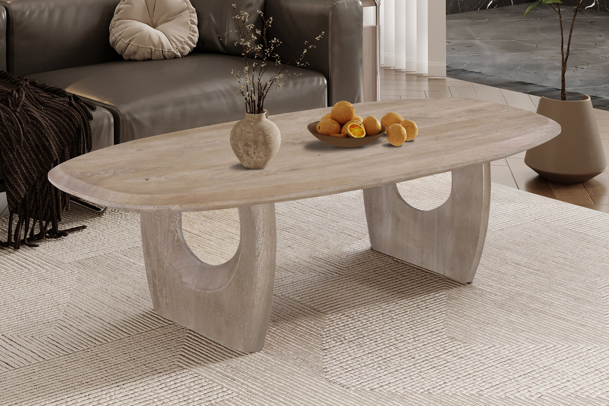 Table Basse Braga Ovale danoise Bois de Manguier Amande