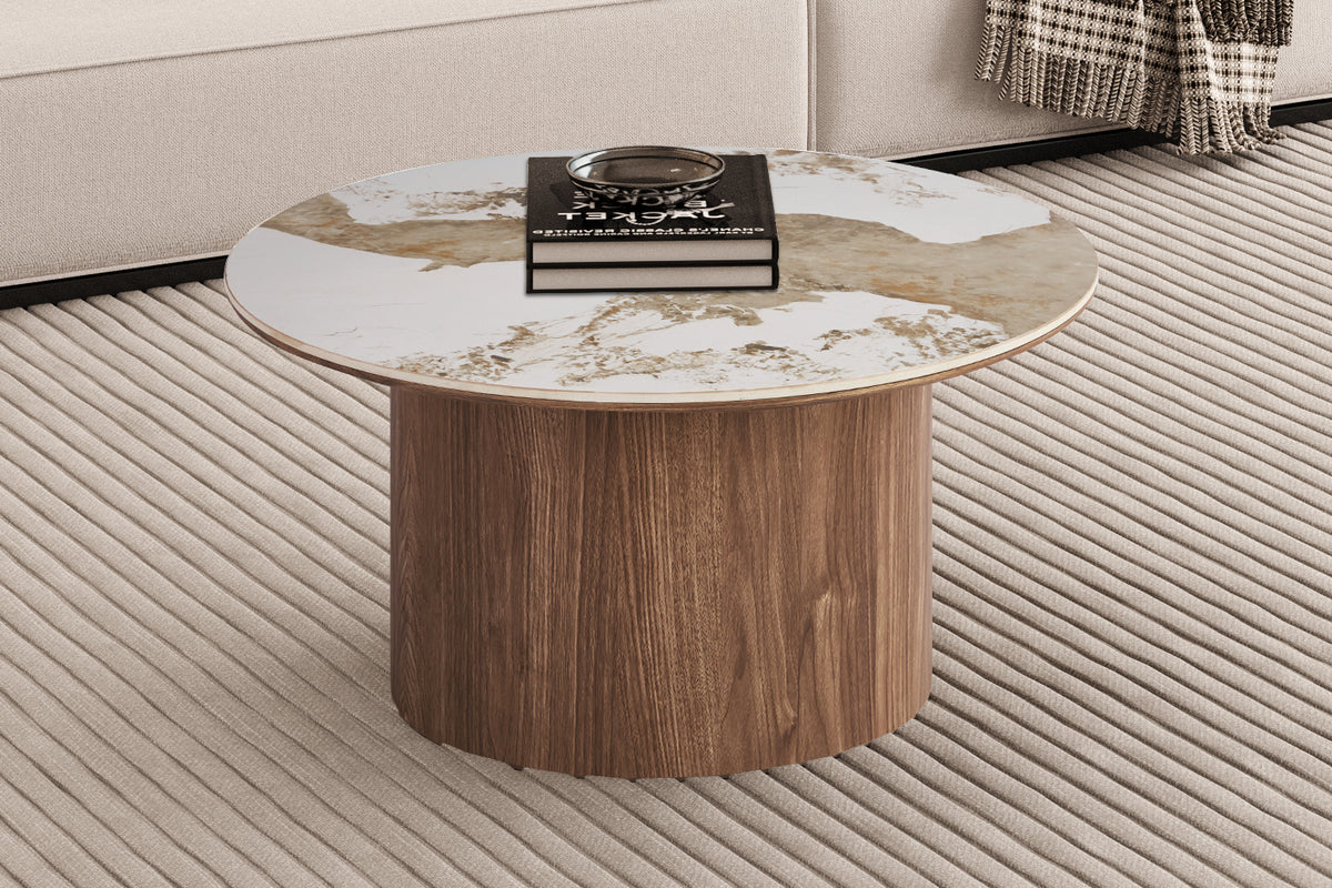 Table basse Evora 80 cm Ronde pierre brillante