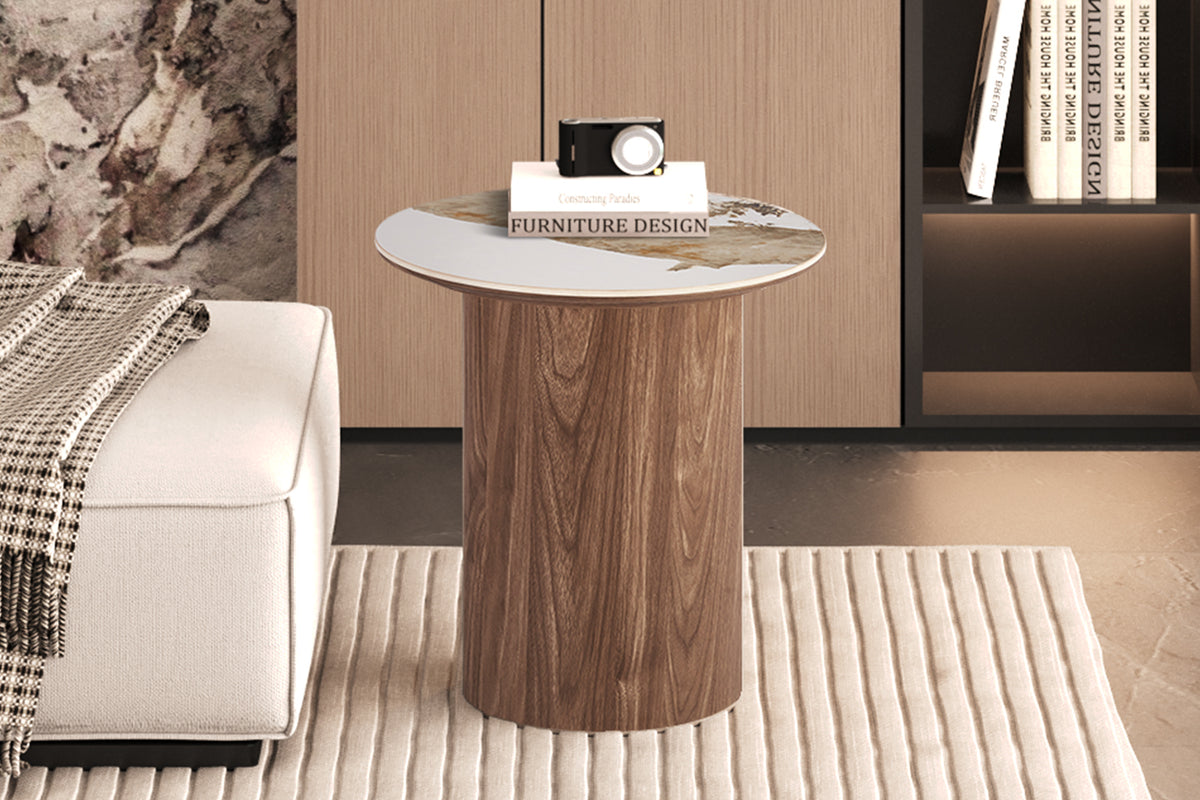 Table d'appoint Evora 45 cm Ronde pierre brillante