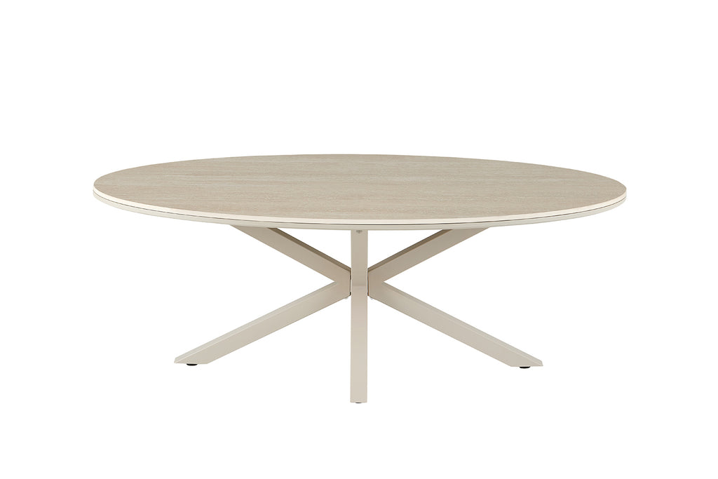 Table basse Noa 130x70cm ovale danoise Beige – Pied gris