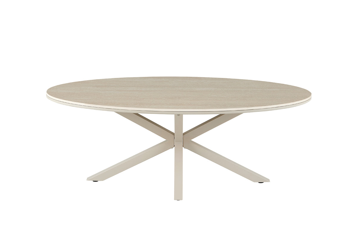 Table basse Noa 130x70cm ovale danoise Beige – Pied gris