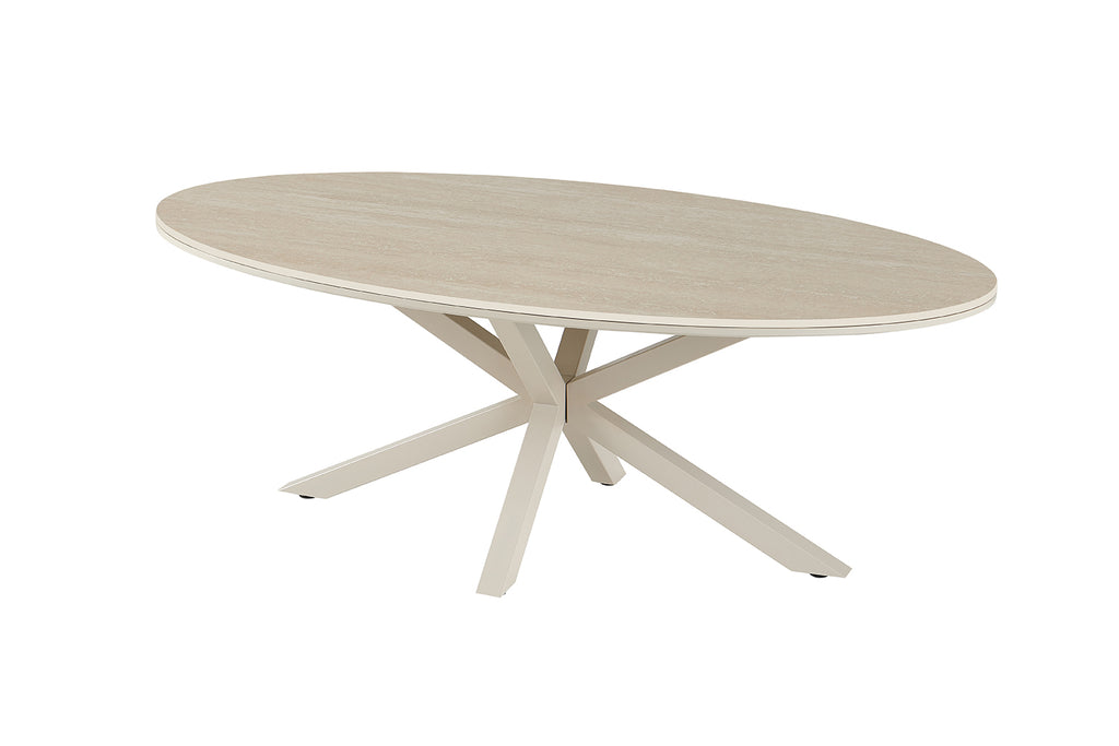 Table basse Noa 130x70cm ovale danoise Beige – Pied gris