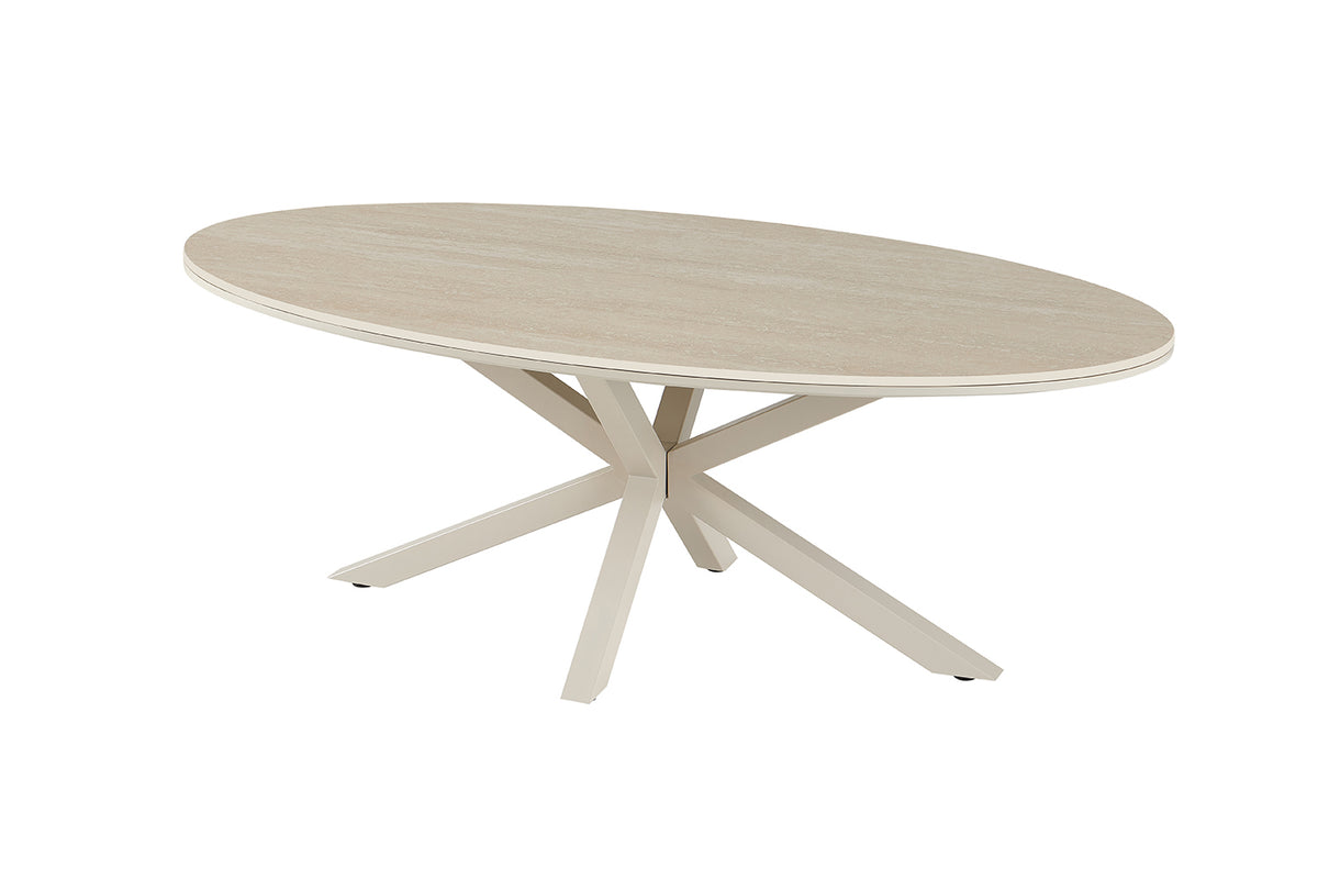 Table basse Noa 130x70cm ovale danoise Beige – Pied gris