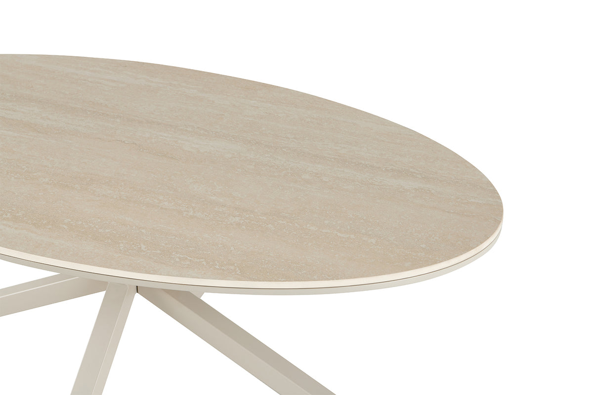 Table basse Noa 130x70cm ovale danoise Beige – Pied gris