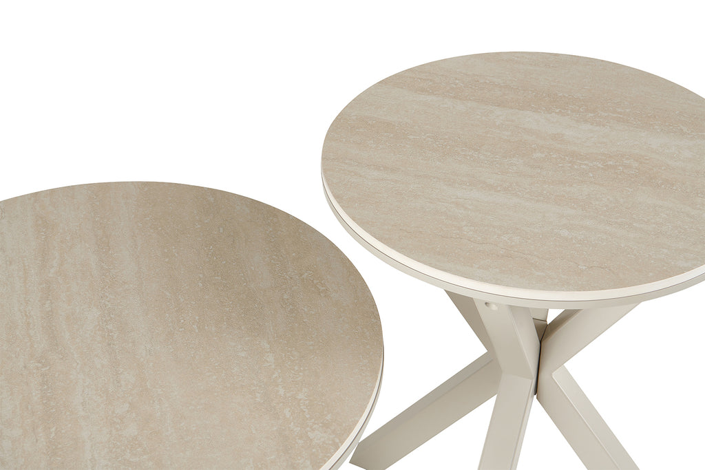 Table basse Noa 60cm Rond Beige – Pied gris