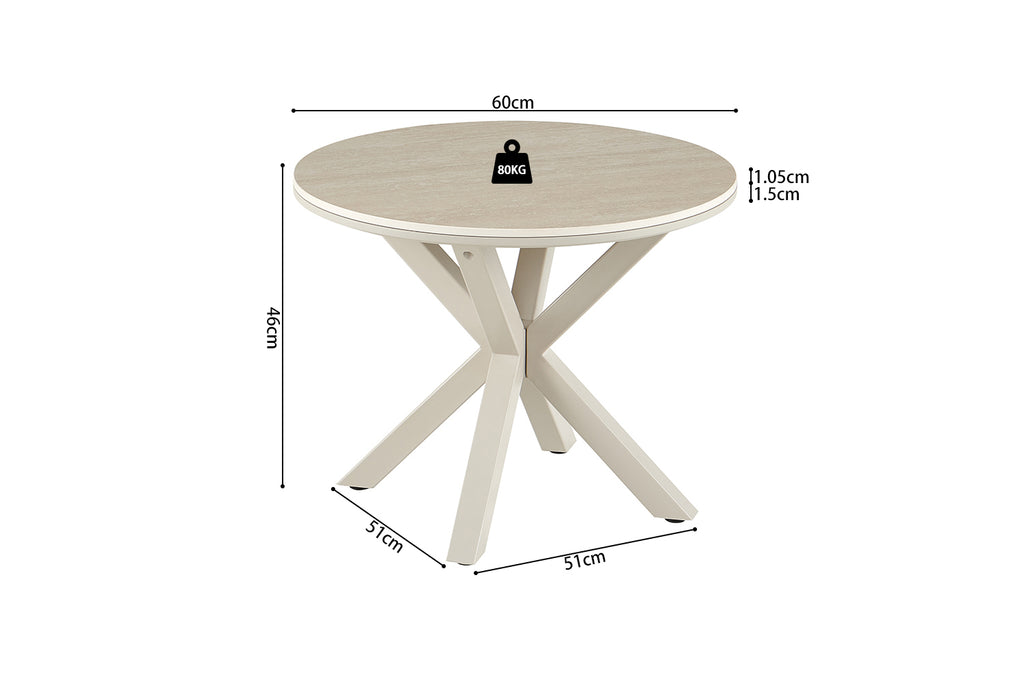 Table basse Noa 60cm Rond Beige – Pied gris