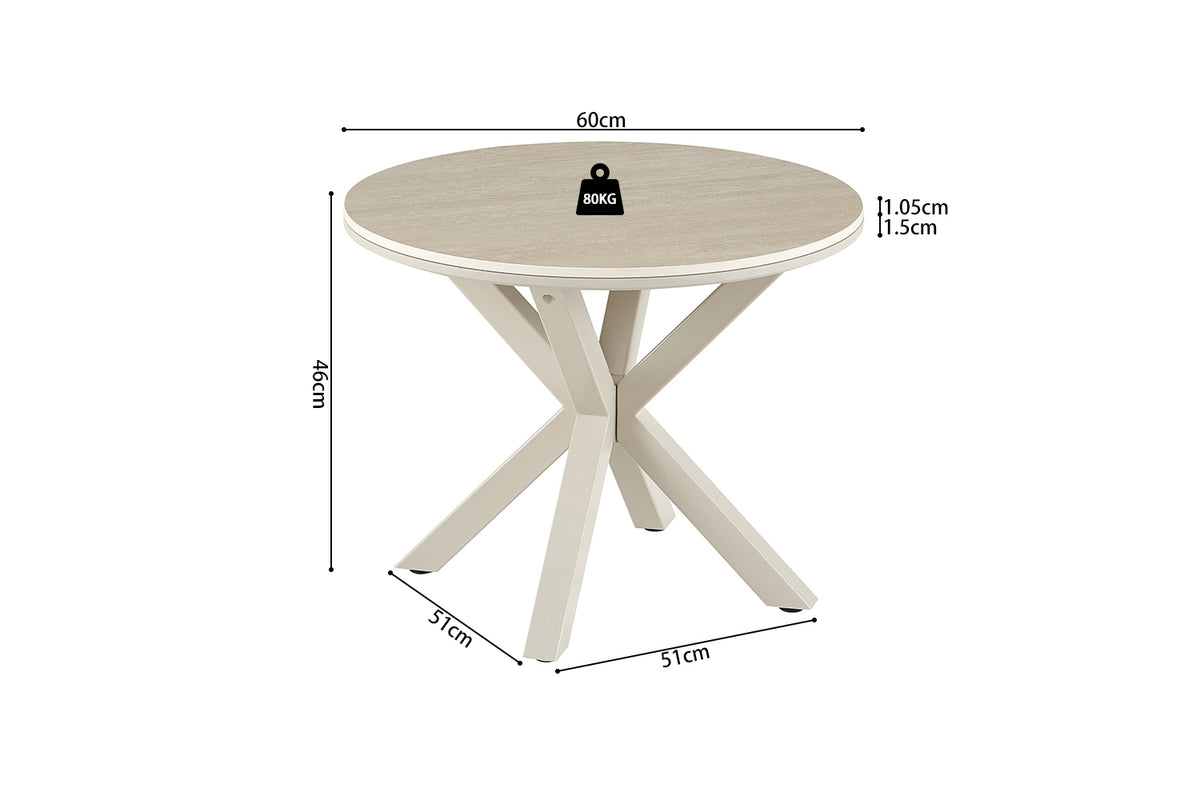 Table basse Noa 60cm Rond Beige – Pied gris