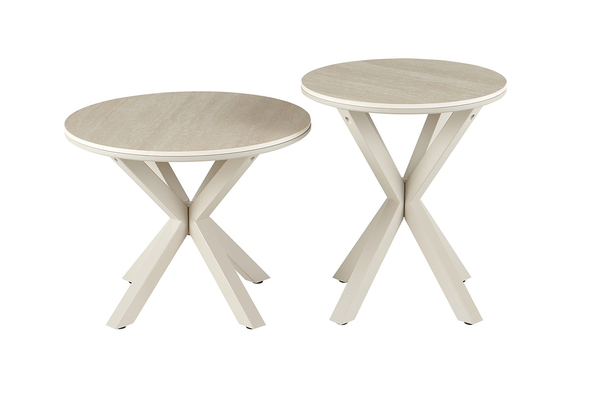 Table basse Noa 60cm Rond Beige – Pied gris