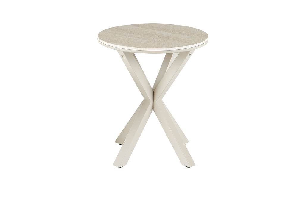 Table basse Noa 50cm Rond Beige – Pied gris