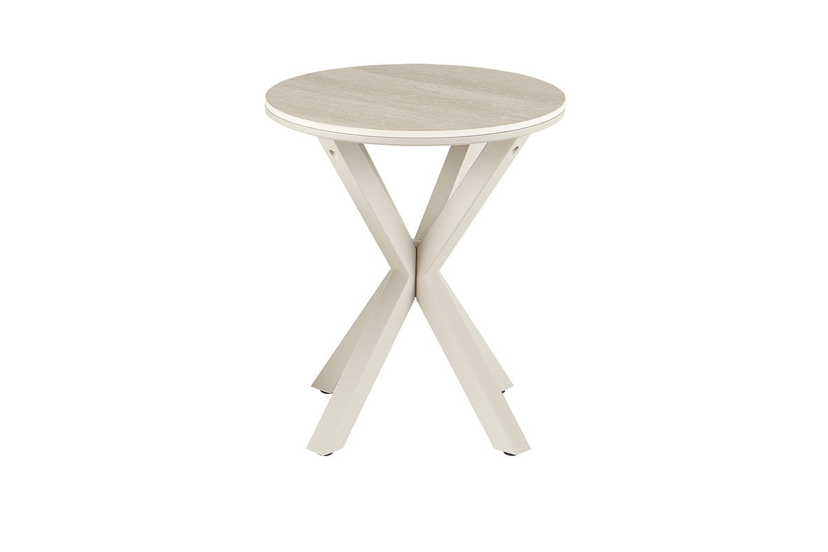 Table basse Noa 50cm Rond Beige – Pied gris