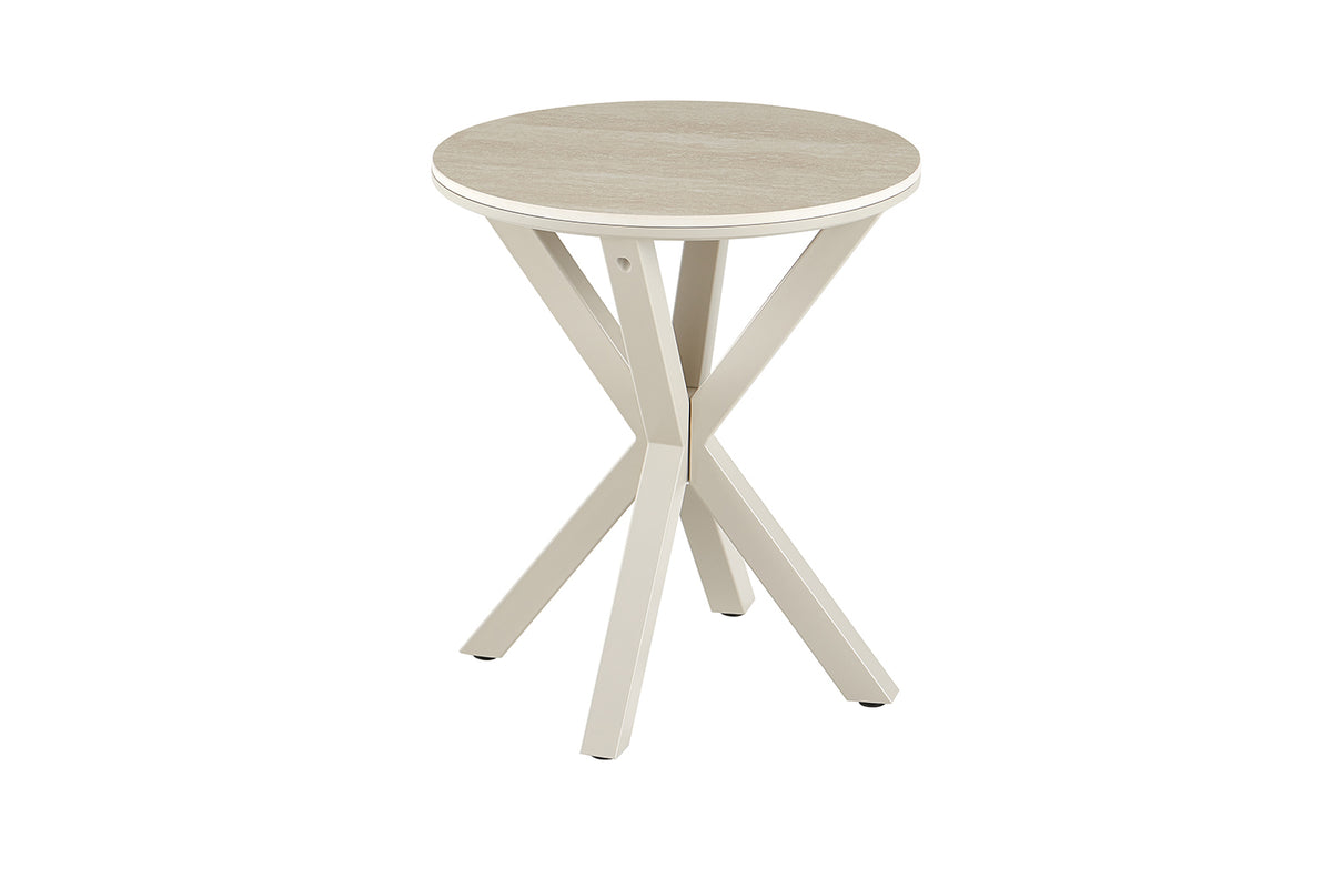 Table basse Noa 50cm Rond Beige – Pied gris