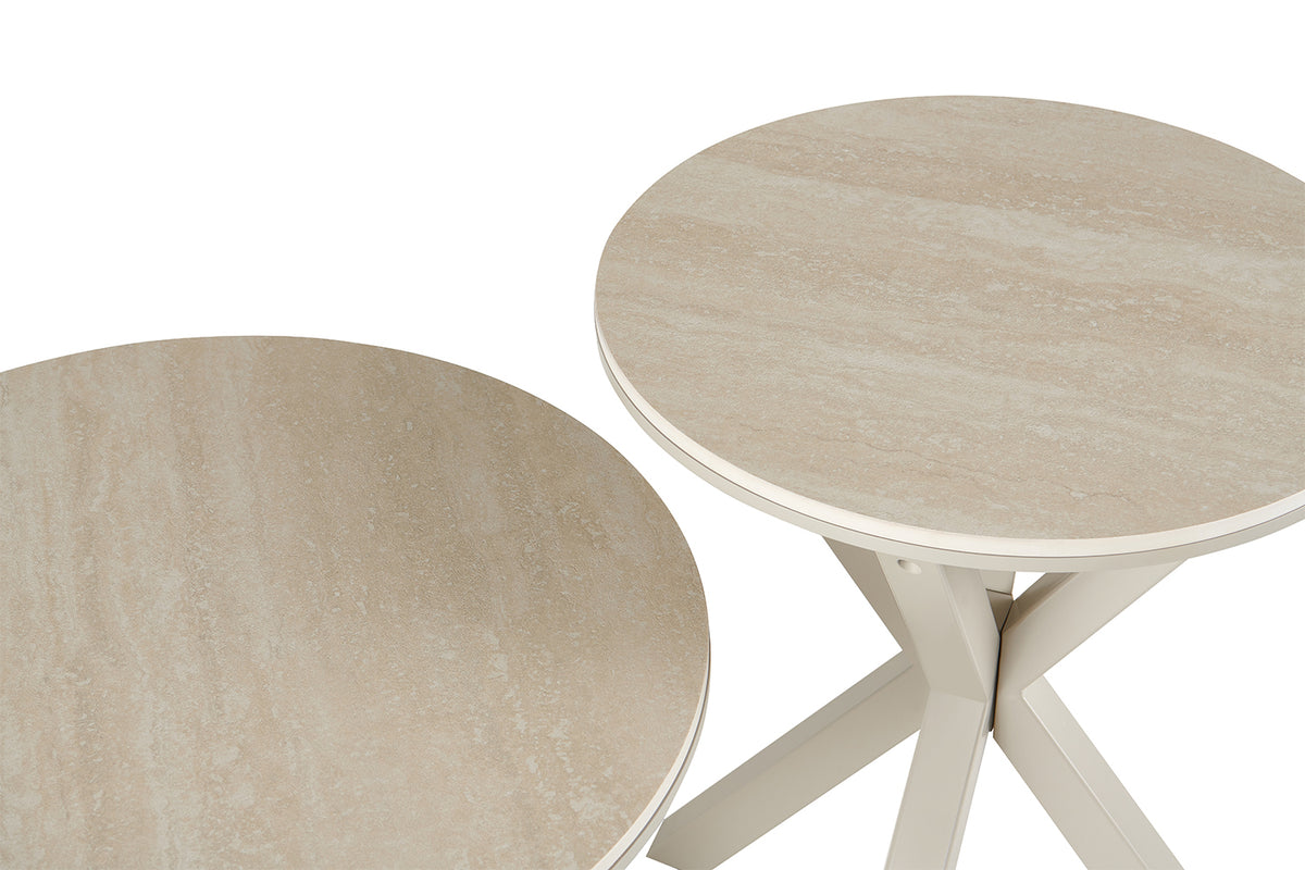 Table basse Noa 50cm Rond Beige – Pied gris