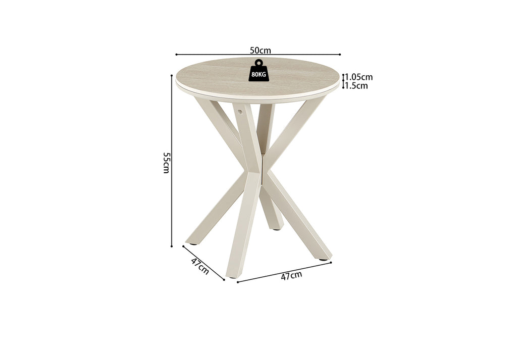 Table basse Noa 50cm Rond Beige – Pied gris