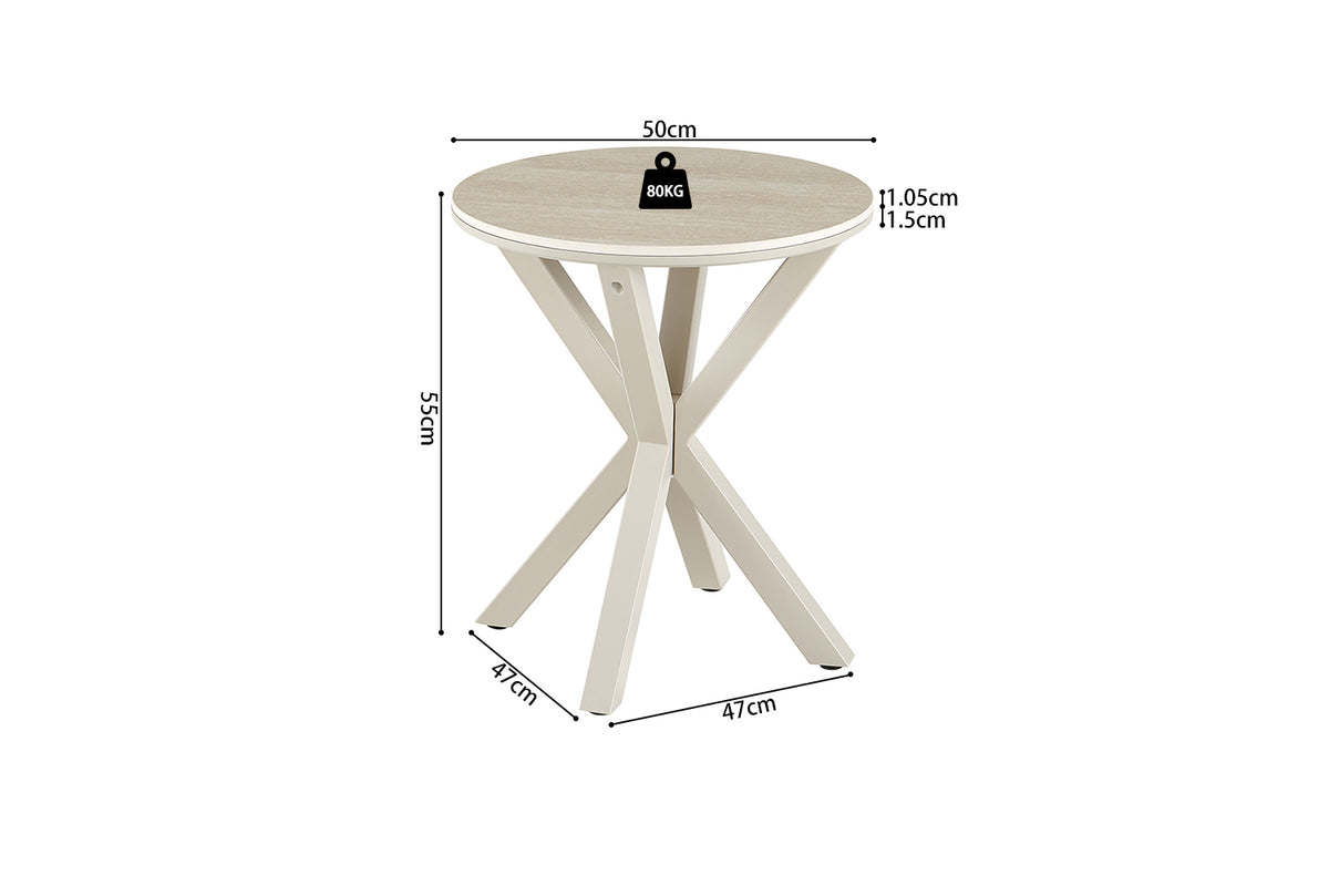 Table basse Noa 50cm Rond Beige – Pied gris