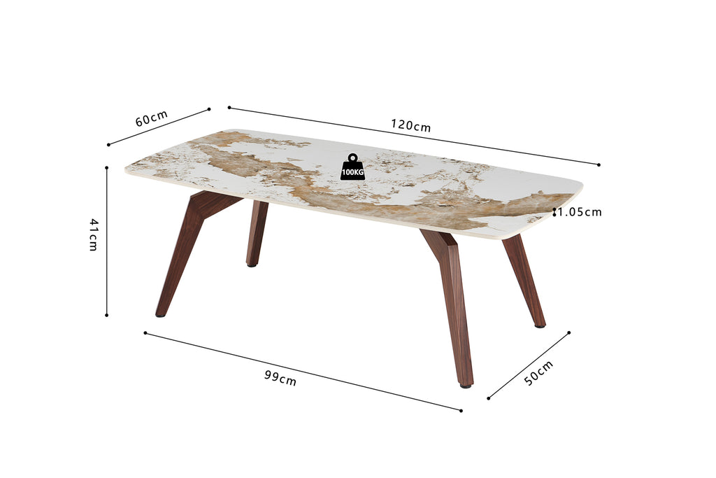 Table basse Alma 120x60 cm Brillante – Pied noyer