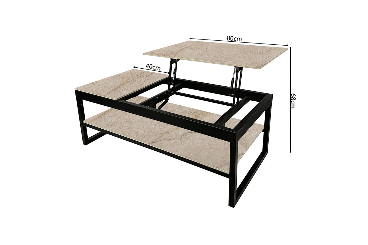 Table basse Axelle Plateau relevable Pierre brillante Shakspear Beige - vue 10
