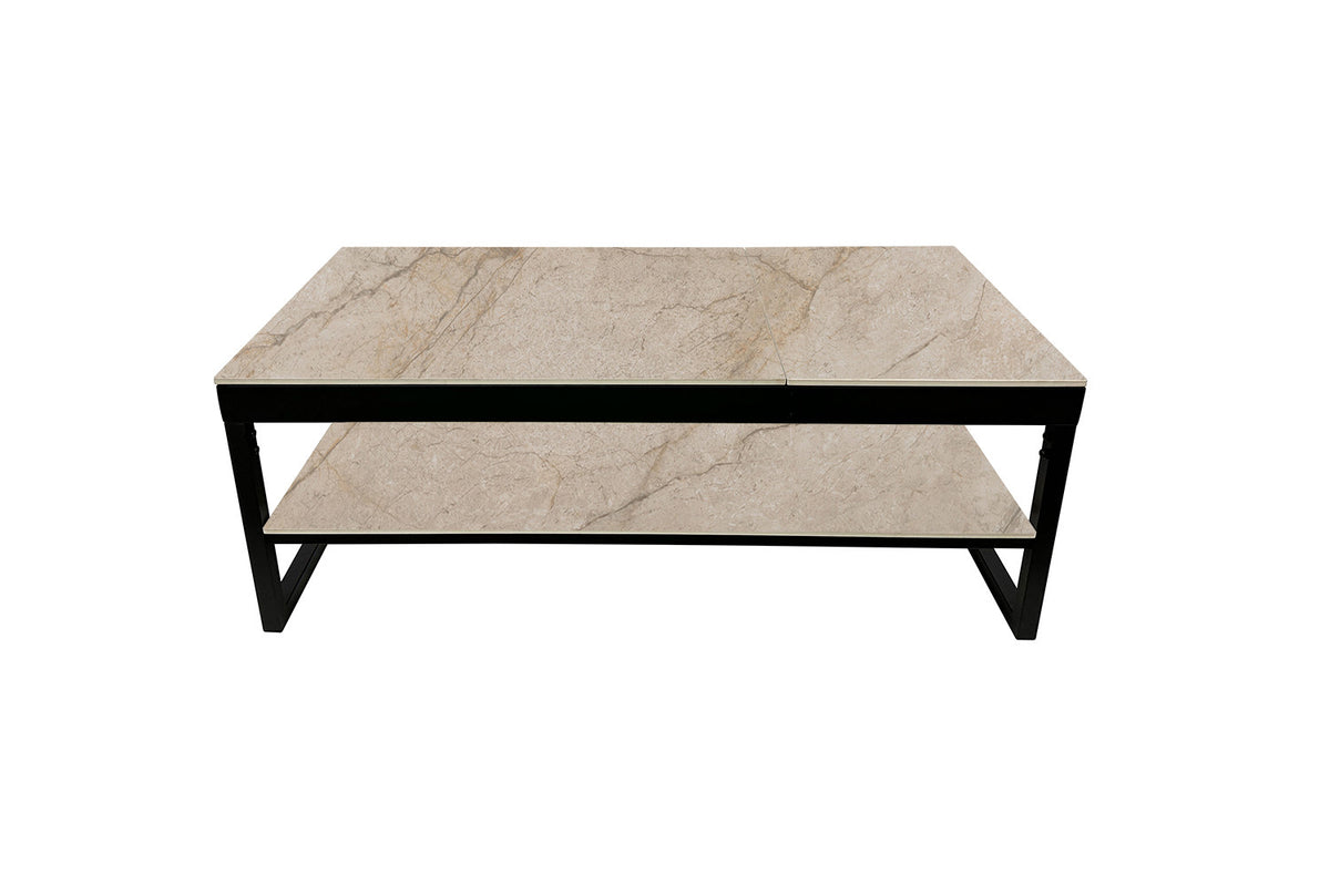 Table basse Axelle Plateau relevable Pierre brillante Shakspear Beige - vue 4