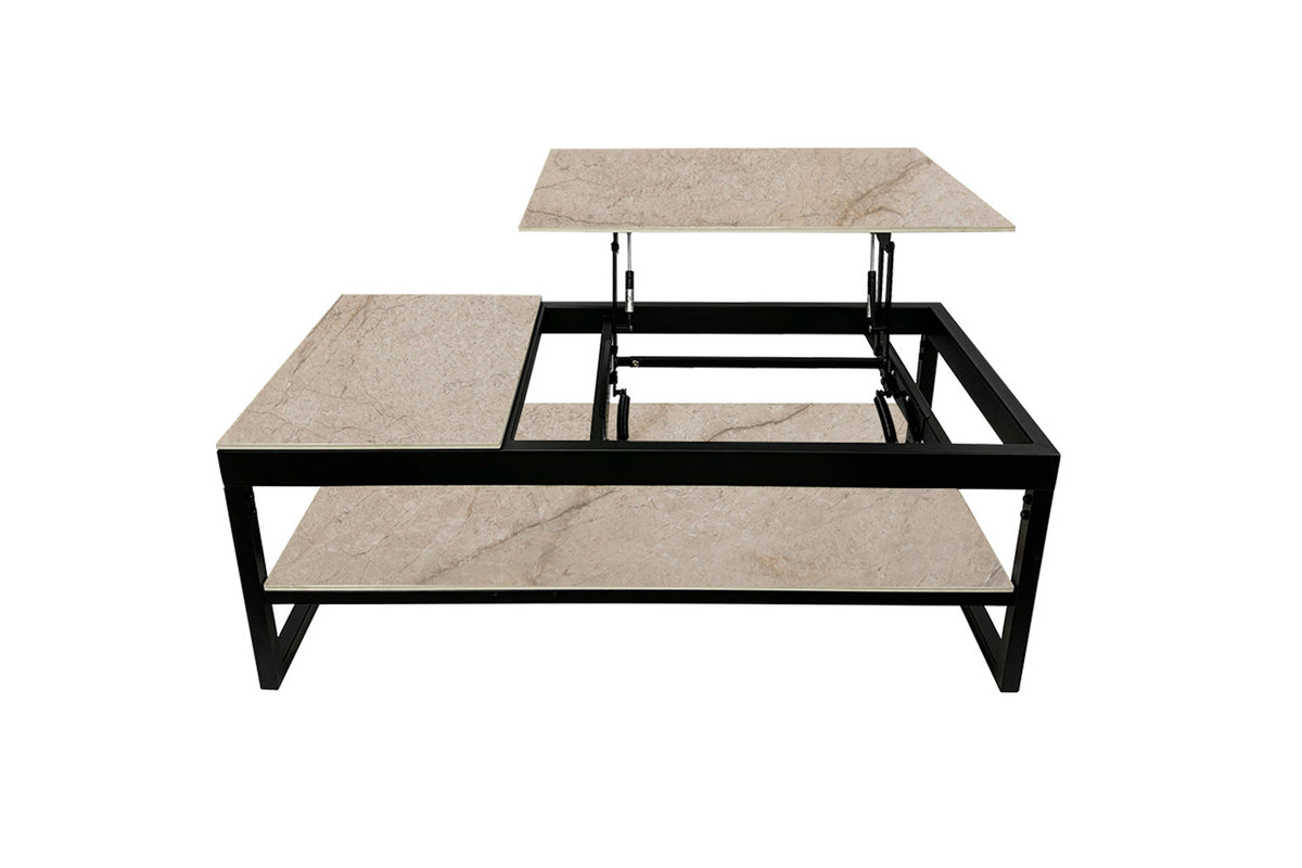 Table basse Axelle Plateau relevable Pierre brillante Shakspear Beige - vue 5