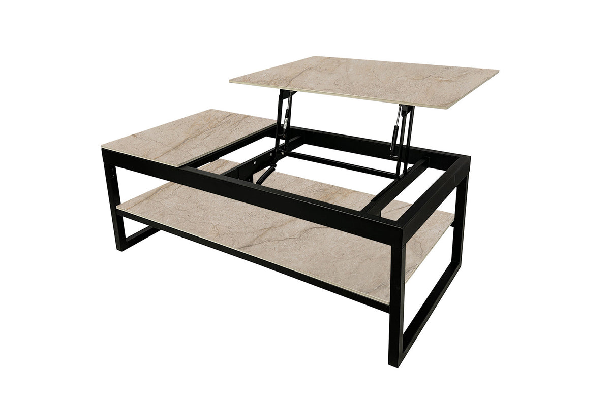 Table basse Axelle Plateau relevable Pierre brillante Shakspear Beige - vue 7