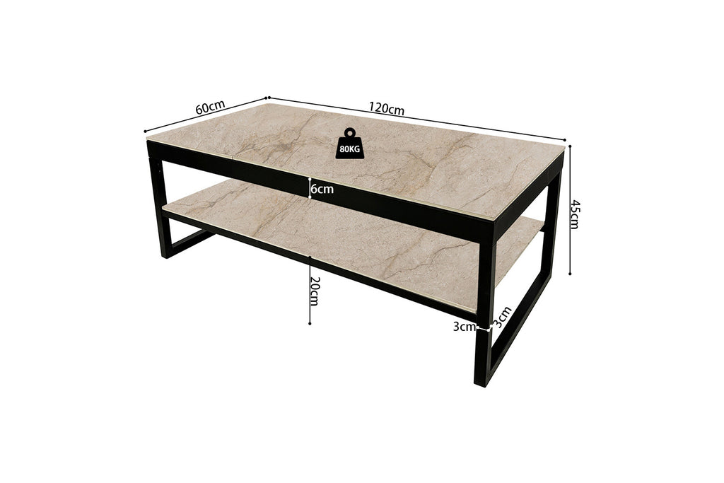 Table basse Axelle Plateau relevable Pierre brillante Shakspear Beige - vue 9