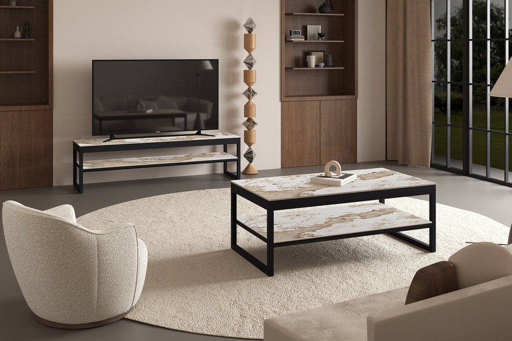 Table basse Axelle Plateau relevable Pierre Brillante Pandora - vue 3