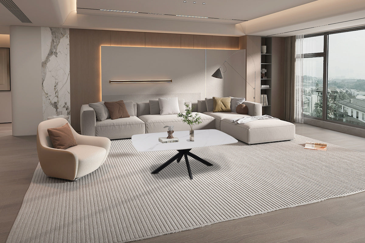 Table basse Apollo 130 cm ovale danoise Pierre Blanc