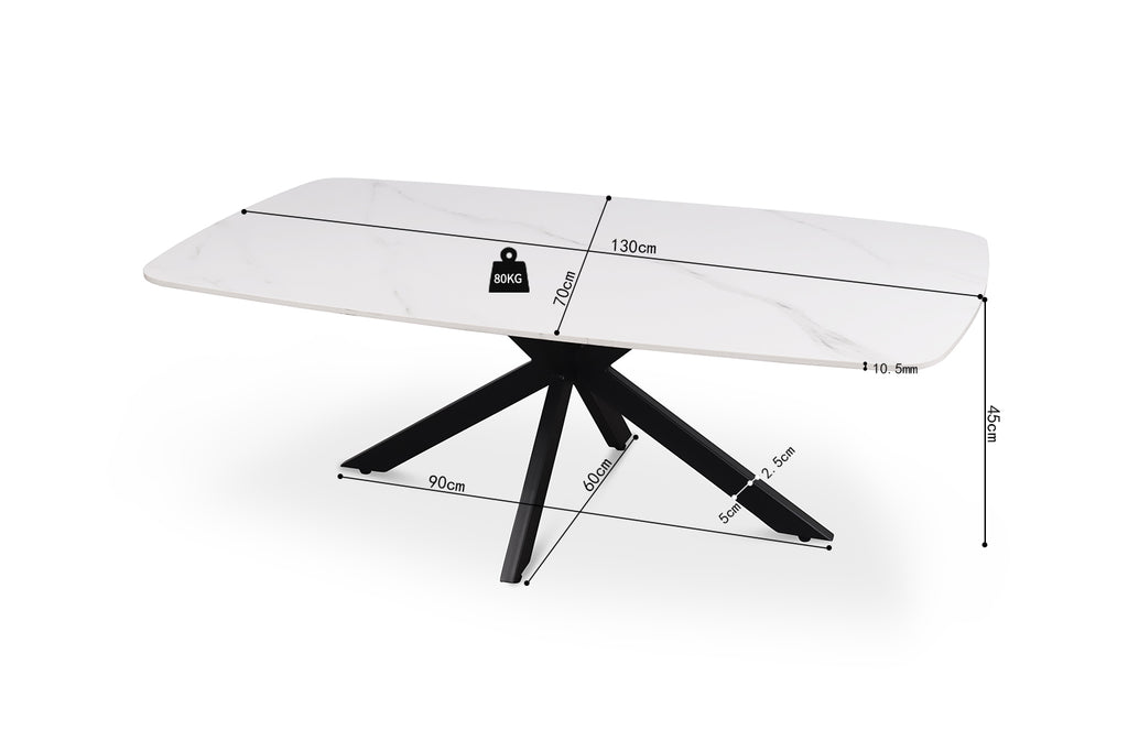 Table basse Apollo 130 cm ovale danoise Pierre Blanc