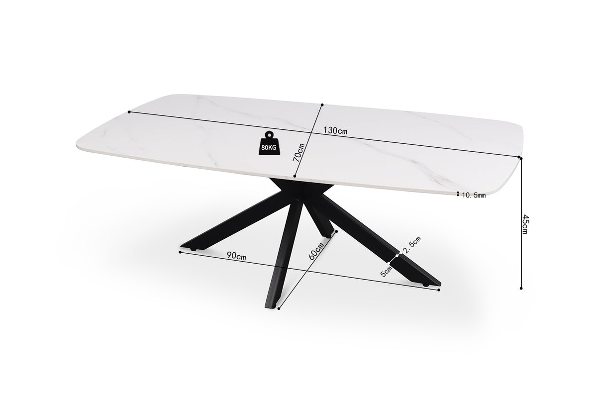 Table basse Apollo 130 cm ovale danoise Pierre Blanc