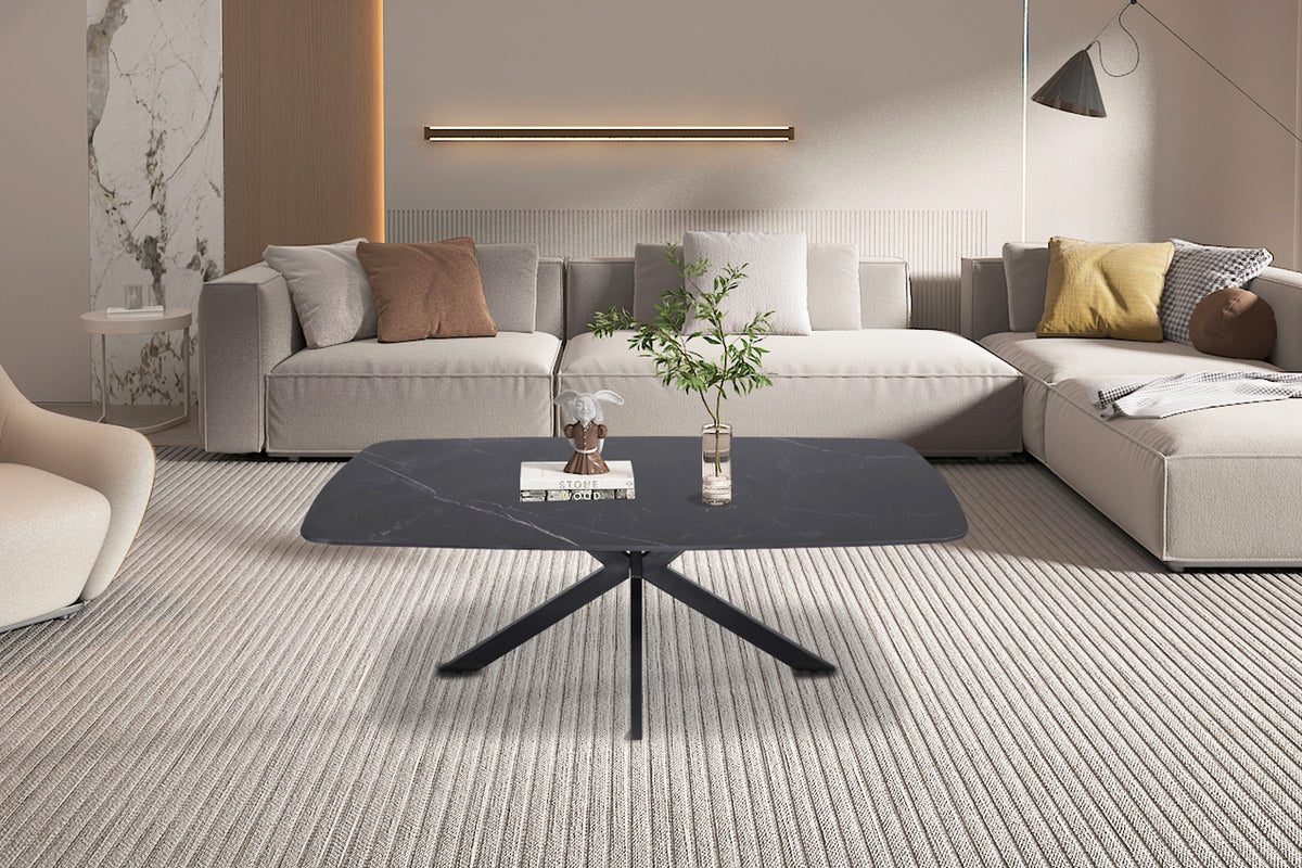 Table basse Apollo 130 cm Ovale Danoise Pierre Noir