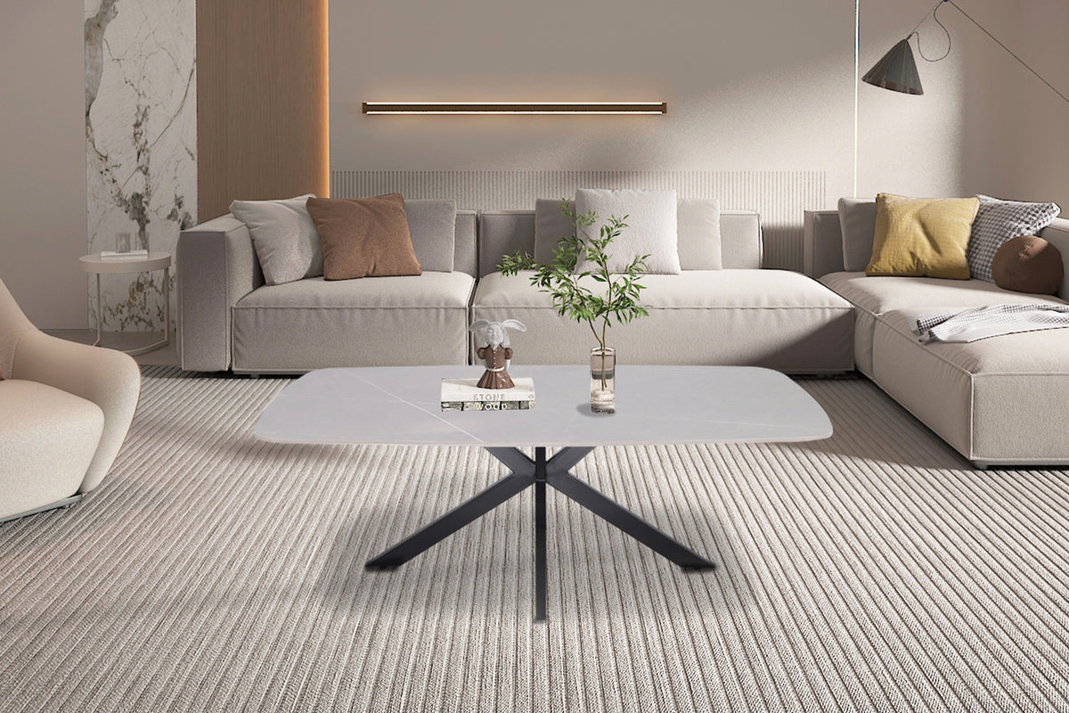 Table basse Apollo 130 cm Ovale Danoise Pierre Gris
