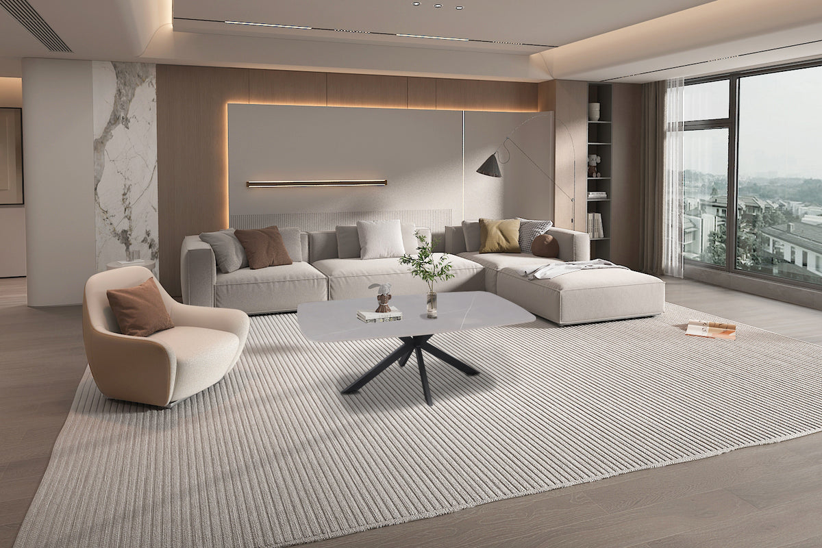 Table basse Apollo 130 cm ovale danoise Pierre Gris