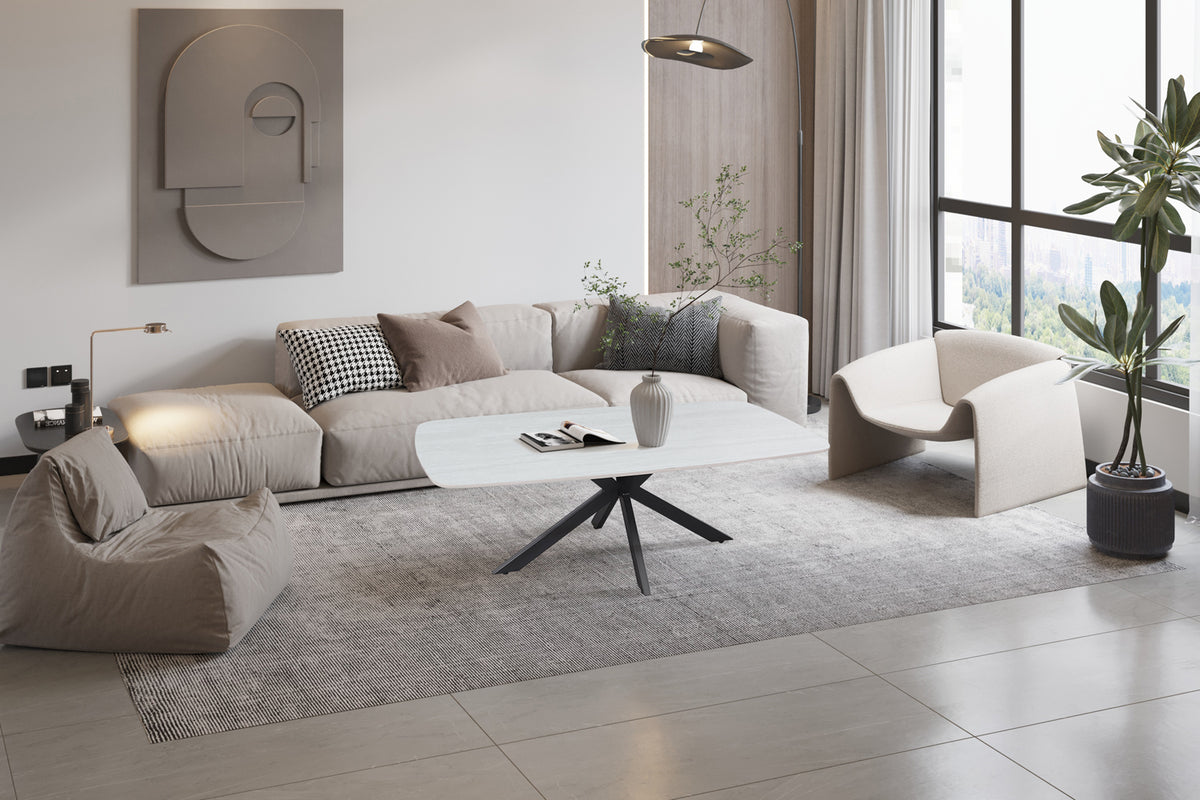 Table basse Apollo 130 cm ovale danoise Pierre Gris