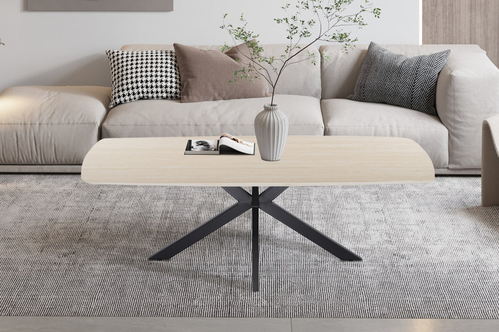 Table basse Apollo 130 cm ovale danoise Pierre Beige