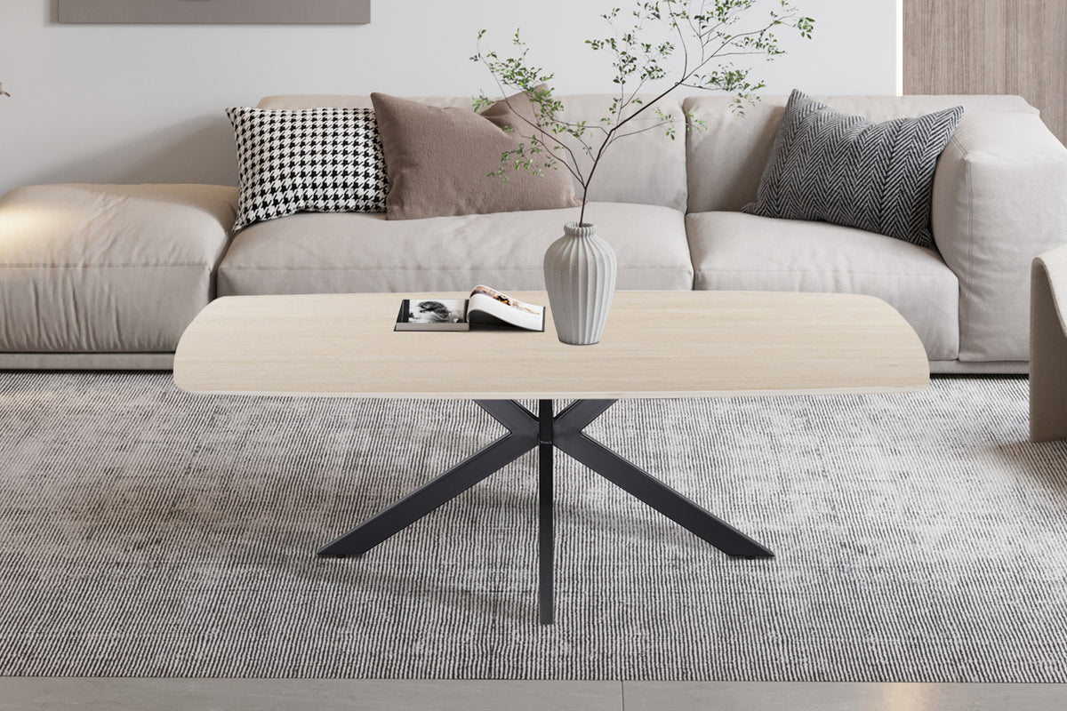 Table basse Apollo 130 cm ovale danoise Pierre Beige