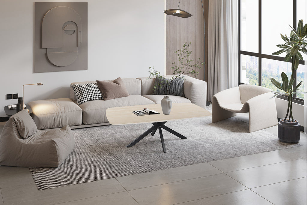 Table basse Apollo 130 cm ovale danoise Pierre Beige
