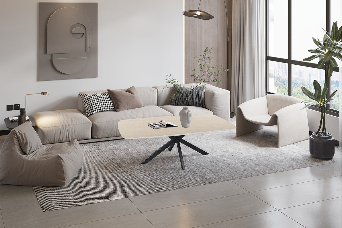 Table basse Apollo 130 cm ovale danoise Pierre Beige